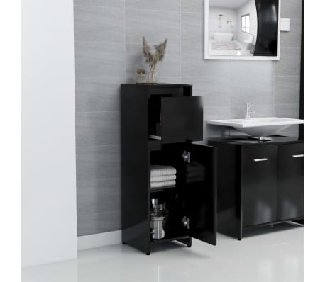 vidaXL Armario de baño madera contrachapada negro 30x30x95 cm