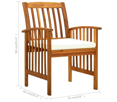 vidaXL Sillas de comedor jardín 2 uds con cojines madera maciza acacia