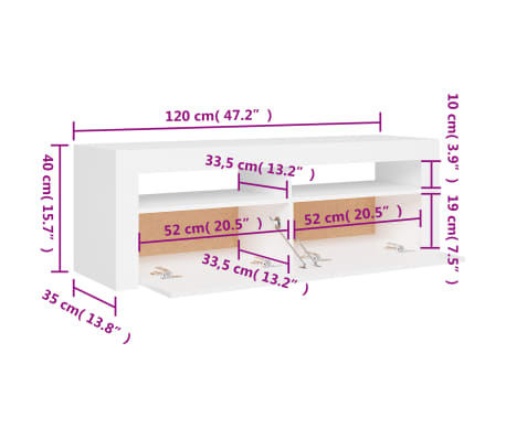 vidaXL Mueble para TV con luces LED blanco 120x35x40 cm