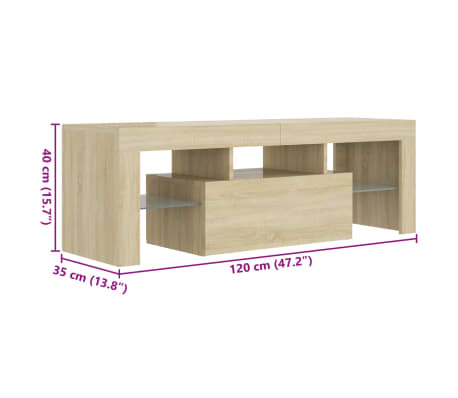 vidaXL Mueble de TV con luces LED roble Sonoma 120x35x40 cm