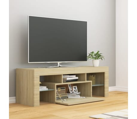 vidaXL Mueble de TV con luces LED roble Sonoma 120x35x40 cm