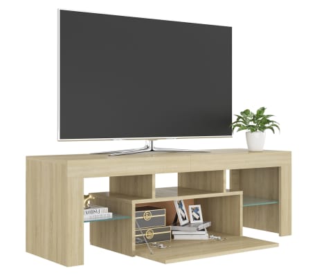 vidaXL Mueble de TV con luces LED roble Sonoma 120x35x40 cm