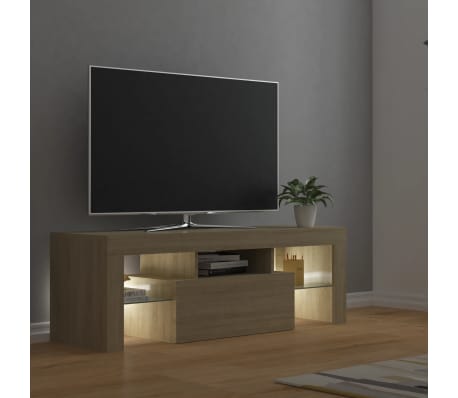 vidaXL Mueble de TV con luces LED roble Sonoma 120x35x40 cm
