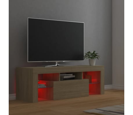 vidaXL Mueble de TV con luces LED roble Sonoma 120x35x40 cm