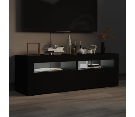 vidaXL Mueble de TV con luces LED negro 120x35x40 cm