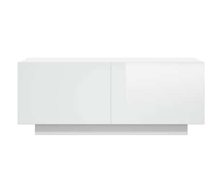 vidaXL Mueble de TV madera contrachapada blanco brillo 100x35x40 cm