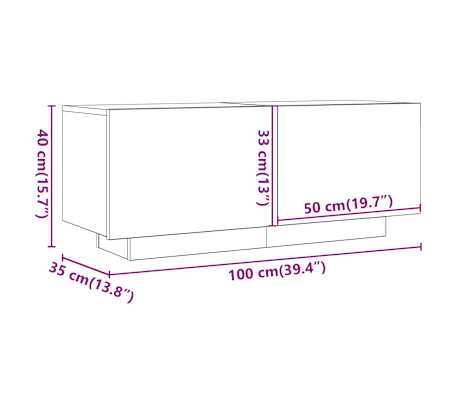 vidaXL Mueble de TV madera contrachapada blanco brillo 100x35x40 cm