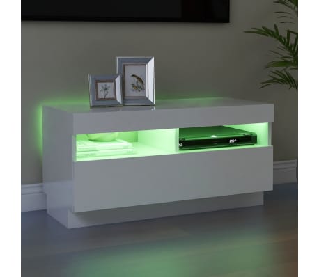 vidaXL Mueble de TV con luces LED blanco brillante 80x35x40 cm