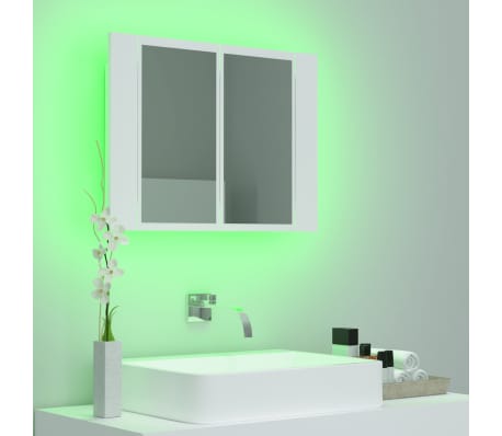 vidaXL Armario espejo de baño con luz LED acrílico blanco 60x12x45 cm