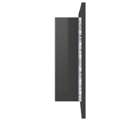 vidaXL Armario espejo de baño luz LED acrílico gris brillo 80x12x45 cm