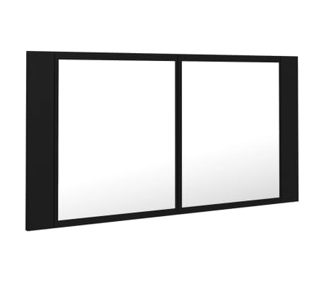 vidaXL Armario espejo de baño con luz LED acrílico negro 90x12x45 cm