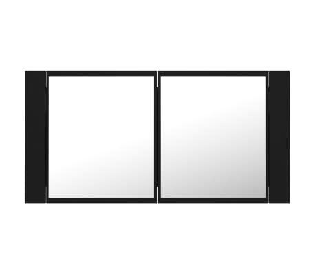 vidaXL Armario espejo de baño con luz LED acrílico negro 90x12x45 cm