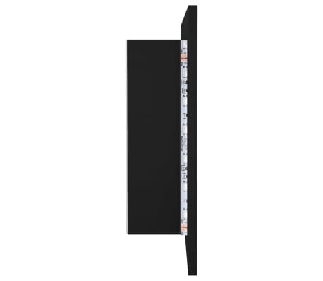 vidaXL Armario espejo de baño con luz LED acrílico negro 90x12x45 cm