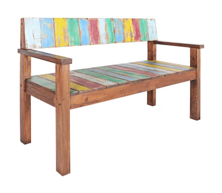vidaXL Banco de madera maciza reciclada 115 cm