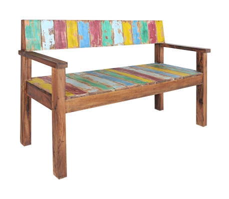 vidaXL Banco de madera maciza reciclada 115 cm