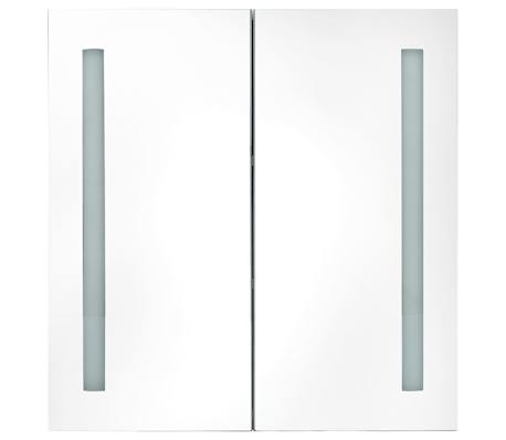 vidaXL Armario de baño con espejo LED gris brillante 62x14x60 cm