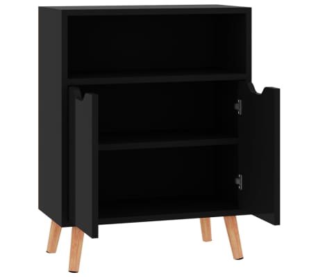 vidaXL Aparador de madera de ingeniería negro brillo 60x30x72 cm