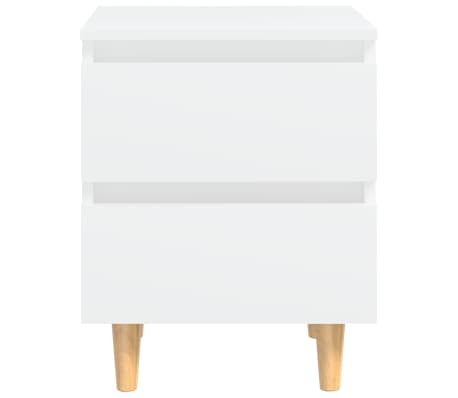 vidaXL Mesitas de noche 2 uds patas madera maciza blanco 40x35x50 cm