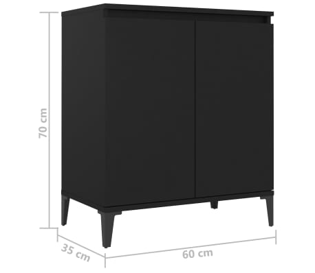 vidaXL Aparador de madera contrachapada negro 60x35x70 cm