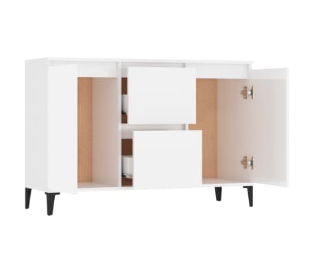 vidaXL Aparador de madera contrachapada blanco brillante 104x35x70 cm