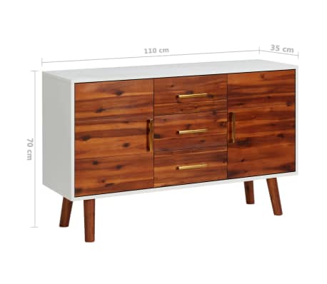 vidaXL Aparador de madera maciza de acacia y MDF 110x35x70 cm