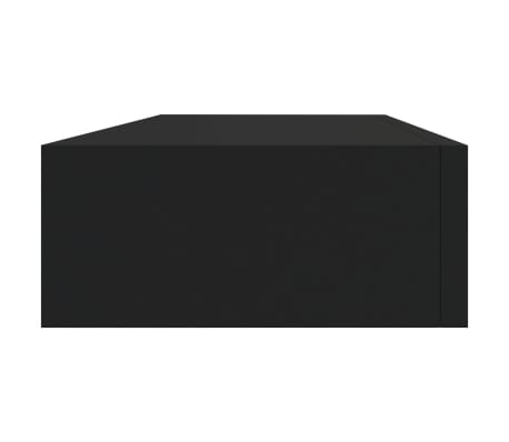 vidaXL Estante con cajón de pared MDF negro 60x23,5x10 cm