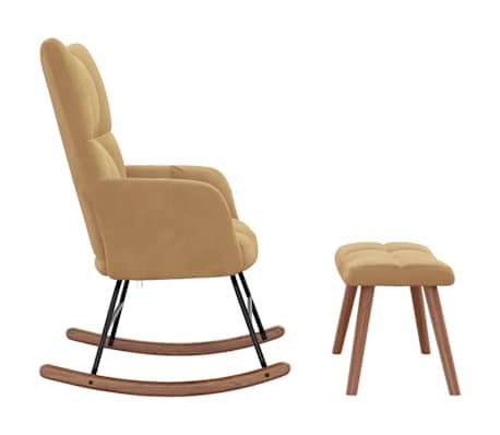 vidaXL Silla mecedora con reposapiés terciopelo marrón