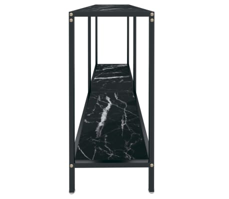 vidaXL Mesa de consola vidrio templado negro 140x35x75,5 cm