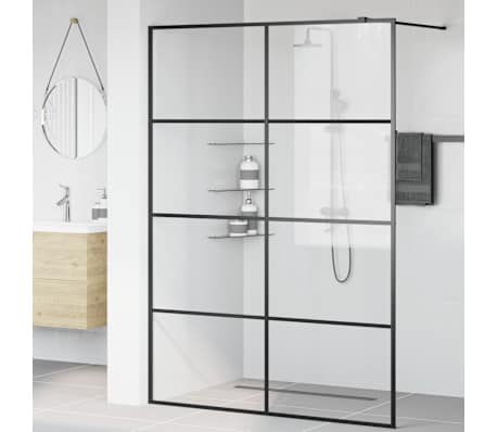 vidaXL Paroi de douche avec verre ESG transparent 140x195 cm Noir