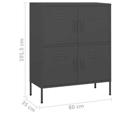 vidaXL Armario de almacenamiento acero gris antracita 80x35x101,5 cm