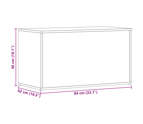 vidaXL Baúl almacenaje madera contrachapada blanco brillo 84x42x46 cm