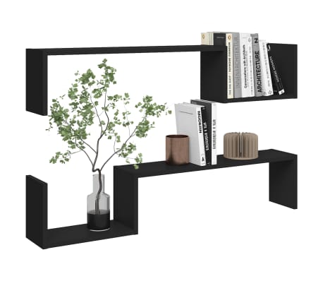 vidaXL Estantes de pared 2 uds madera contrachapada negro 100x15x20 cm