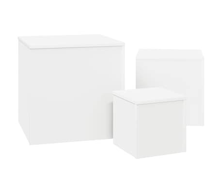 vidaXL Tables d'appoint 3 pcs Blanc Bois d’ingénierie