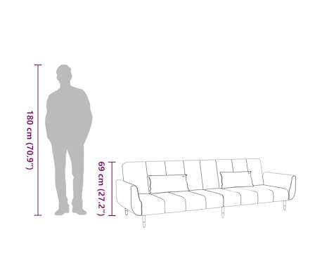vidaXL Sofá cama de 2 plazas con dos almohadas terciopelo gris oscuro