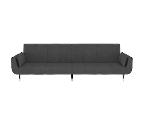 vidaXL Sofá cama de 2 plazas con dos almohadas terciopelo gris oscuro