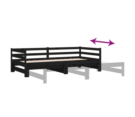 vidaXL Sofá cama extraíble sin colchón negro 2x(90x200) cm