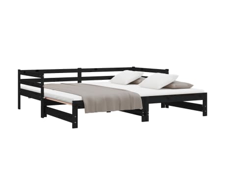 vidaXL Sofá cama extraíble sin colchón negro 2x(90x200) cm