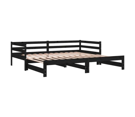 vidaXL Sofá cama extraíble sin colchón negro 2x(90x200) cm