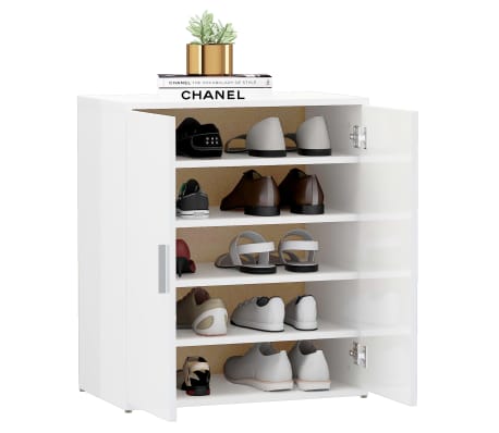 vidaXL Mueble zapatero madera de ingeniería blanco brillo 60x35x70 cm