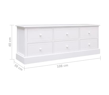 vidaXL Mueble para TV madera maciza de paulownia blanco 108x30x40 cm