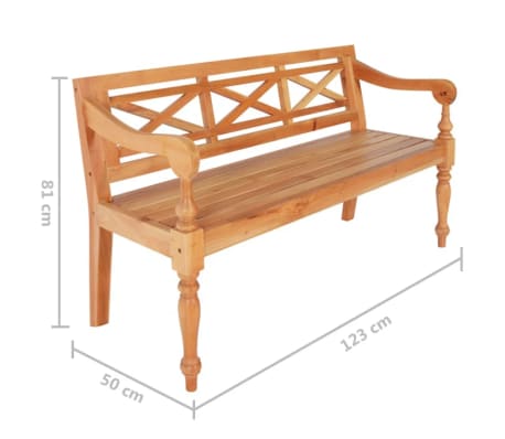 vidaXL Banco Batavia madera de caoba marrón claro 123 cm
