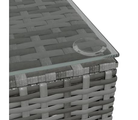 vidaXL Mesa de centro de jardín ratán PE y vidrio marrón 60x60x30 cm