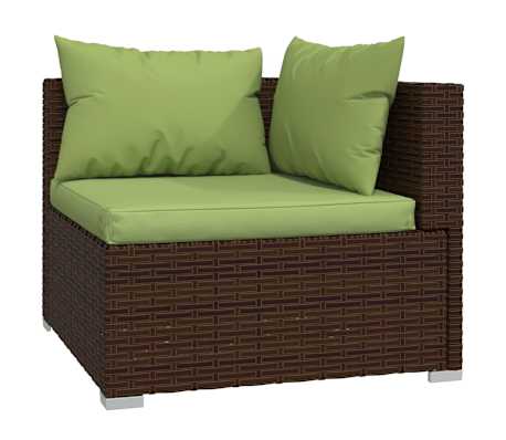 vidaXL Set muebles de jardín 4 piezas y cojines ratán sintético marrón