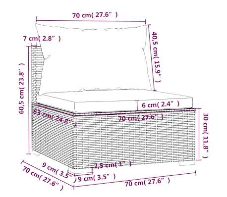 vidaXL Set muebles de jardín 4 piezas y cojines ratán sintético marrón