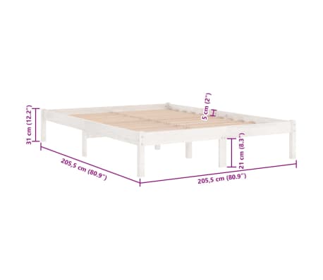 vidaXL Estructura de cama sin colchón madera maciza blanco 200x200 cm