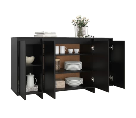 vidaXL Aparador de madera contrachapada negro 135x41x75 cm