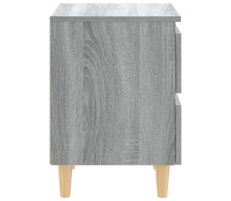 vidaXL Mesita de noche patas de madera maciza gris Sonoma 40x35x50 cm