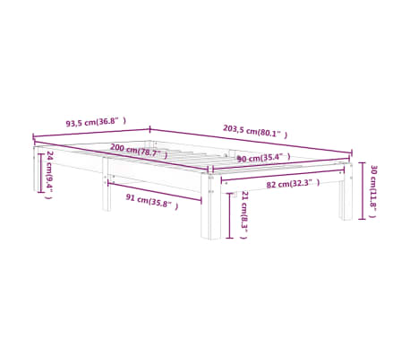 vidaXL Estructura de cama sin colchón madera de pino blanca 90x200 cm