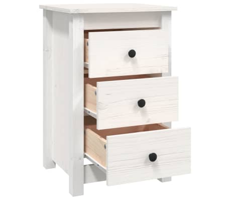 vidaXL Mesita de noche madera maciza de pino blanco 40x35x61,5 cm