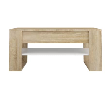 vidaXL Table basse Contreplaqué blanc et chêne Sonoma 102x55x45 cm